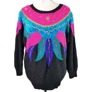 Vintage Distinctly Different Womens Abstract Colorblock Pullover Sweater Size 40